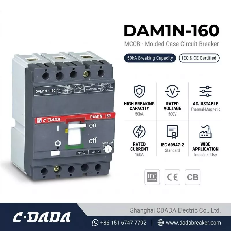 CDADA wypuszcza wysokowydajny wyłącznik automatyczny MCCB DAM1N-160 160 A