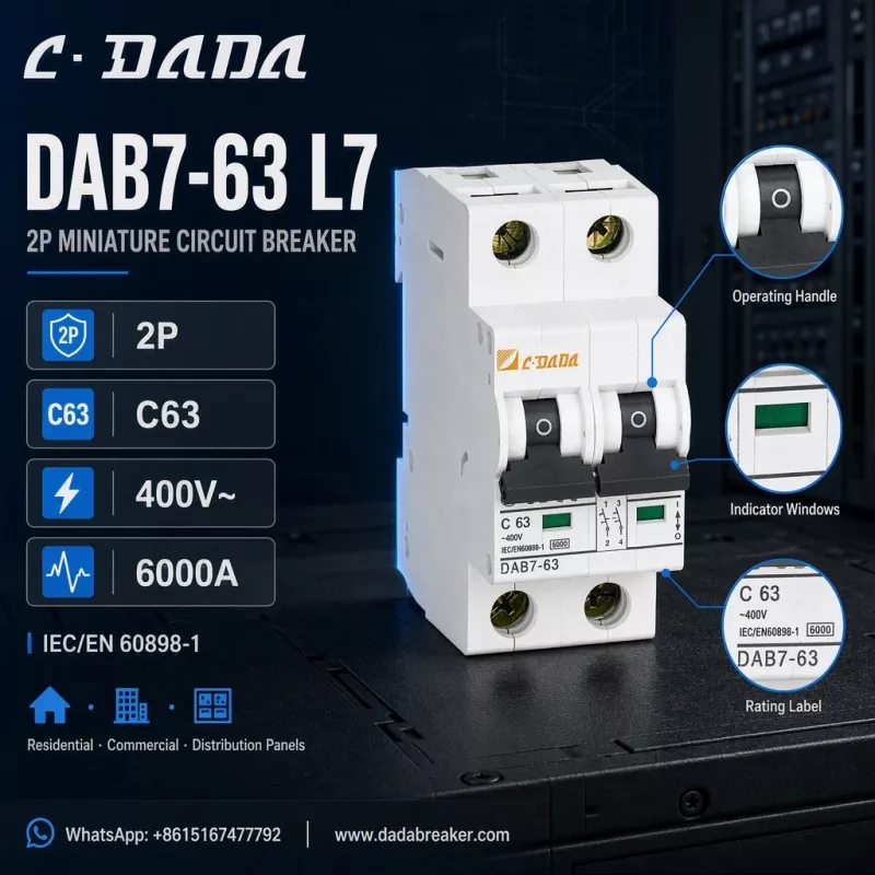 DAB7-63 L7 2P MCB — przezroczysta, kompaktowa ochrona paneli dystrybucyjnych